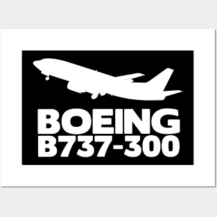 Boeing B737-300 Silhouette Print (White) Posters and Art